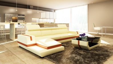 Moderne Design Ecksofa Big Leder Garnitur Eckcouch Wohnzimmer Sitz Polster Neu