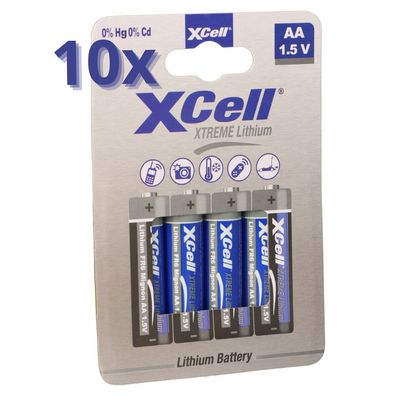 40x XTREME Lithium Batterie AA Mignon FR6 L91 XCell 10x 4er Blister