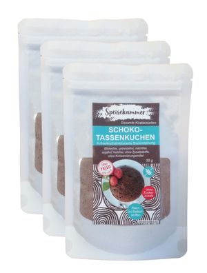 3 x Schoko Tassenkuchen Glutenfrei ohne Zuckerzusatz Paleo (grünes Bananenmehl)