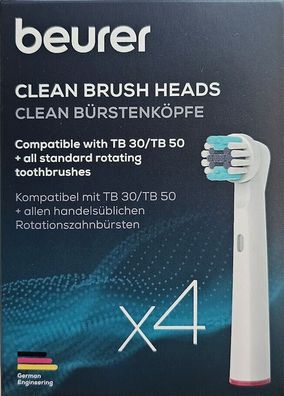 Bürstenköpfe Zahnbürste für Beurer TB 30 / TB 50 Clean 4 Stück 10156