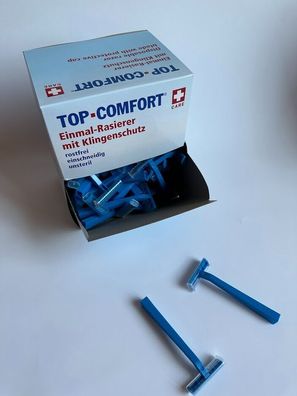 Med Comfort 100 Stück Einmalrasierer Einwegrasierer 1-Klinge einschneidig Blau