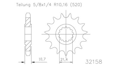 ESJOT Antriebsritzel "32158" 520, Stahl 16 Zähne