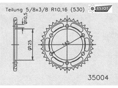 ESJOT Kettenrad "35004" 530, Stahl 44 Zähne