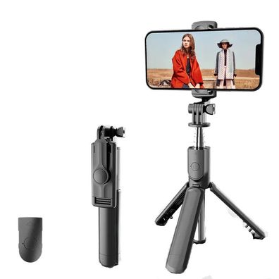 Einfacher Dreifuß-Selfie-Stick Schwarz, Bluetooth 4.0, kompatibel mit Android und iOS