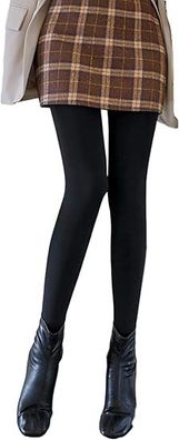 2 Paar Damen-Leggings mit Fleece, Thermo-Winter-Leggings, hohe Taille, Schwarz & Nude