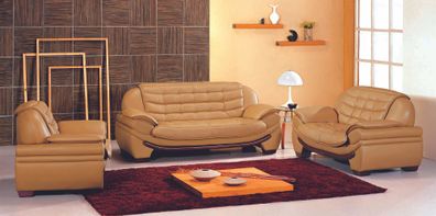 Sofagarnitur Couch Polster Leder Sofa Wohnzimmer Sitz 3 + 2+1 Set Garnituren 7174