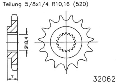 ESJOT Antriebsritzel "32062" 520, Stahl, gewichtso 13 Zähne