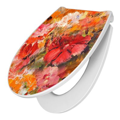 banjado® Premium WC-Sitz Duroplast weiß mit Motiv Fallende Blumen