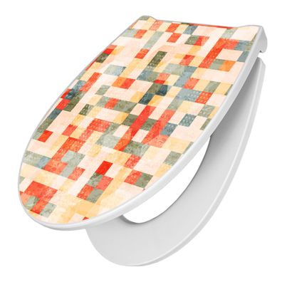 banjado® Premium WC-Sitz Duroplast weiß mit Motiv Mosaik Rot