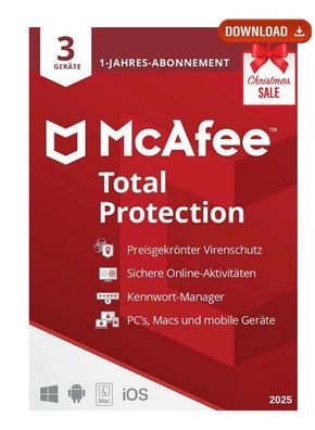 McAfee Total Protection 2025 3 Geräte 1 Jahr Neu Sofort Startklar