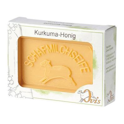 Ovis Schafmilchseife Kurkuma-Honig, 100% Bio, für die tägliche Dusche, eckig, 100 g,