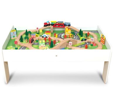 Coemo Spieltisch mit Holzeisenbahn Multifunktionstisch für Kinder