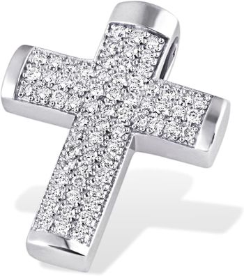 Goldmaid Damen-Anhänger Pavee Kreuz 585 Weißgold 66 Diamanten SI/H 0,50 ct Brillanten