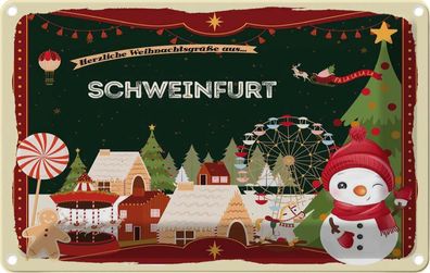 vianmo Blechschild 30x20cm Weihnachten Schweinfurt Deko Geschenk