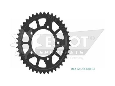 ESJOT Kettenrad "32176" 520, Stahl, schwarz 43 Zähne