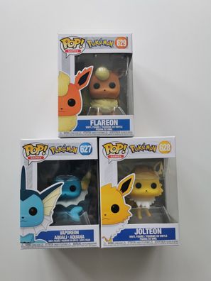 Funko Pop Pokemon 627 + 628 + 629 | Flamara Aquana Blitza Pokémon Eeveelution