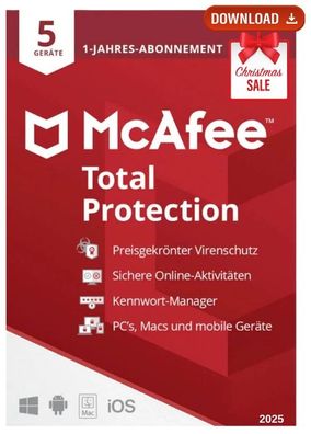 McAfee Total Protection 2025 - 5 Geräte, 1 Jahr, NEU Sofort Versand Sofort Startklar