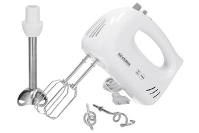 Severin Handmixer HM3822 mit Stabmixer-Aufsatz 300W 5 Geschwindigkeitsstufen weiß