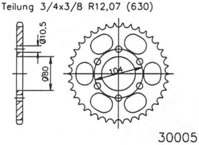 ESJOT Kettenrad "30005" 630, Stahl 34 Zähne, silb