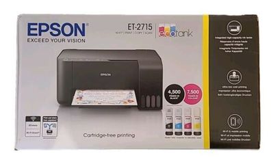 EPSON EcoTank ET-2715 3in1 Multifunktionsdrucker Farbe Scanner Kopierer Wifi Neu