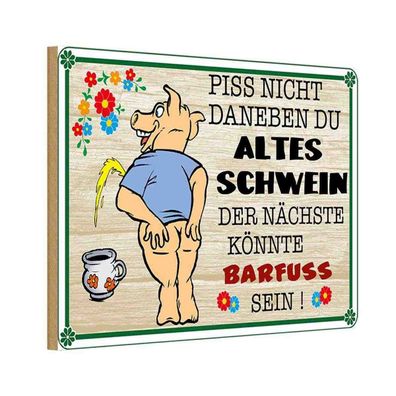 vianmo Holzschild 30x20cm Piss Nicht Daneben Altes Schwein Deko Geschenk