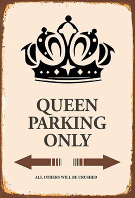 vianmo Holzschild 12x18cm Queen Parking Only Korona Deko Geschenk