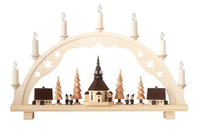 Schwibbogen Seiffener Kirche mit Beleuchtung Höhe=53cm Schwibbogen Spielzeugdorf