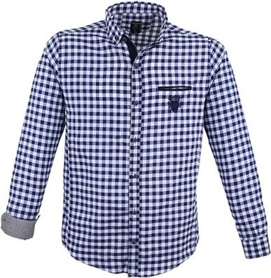 Megaman Patches in Dunkelblau Hemd | Herren Button Down Outdoor Freizeithemden