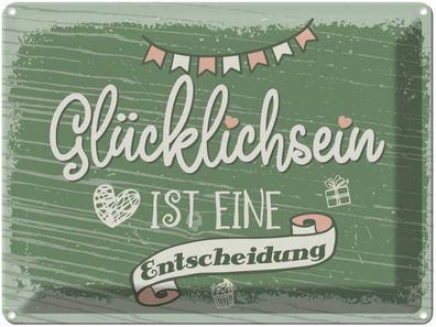 vianmo Blechschild 40x30cm Glücklichsein ist Entscheidung Deko Geschenk