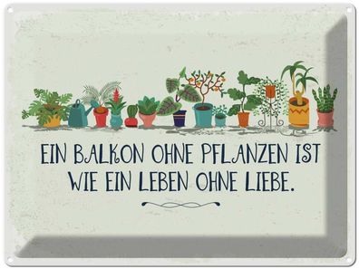 vianmo Blechschild 40x30cm Balkon ohne Pflanzen Leben Deko Geschenk