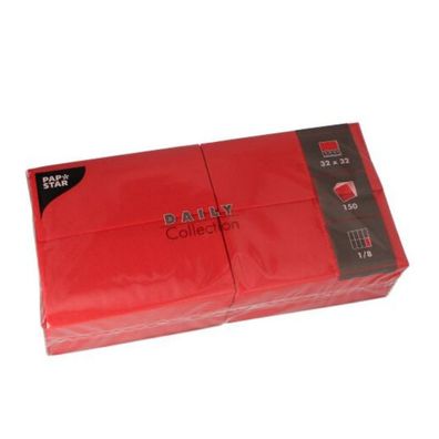 6x Papstar 150 Servietten "DAILY Collection" 1/8-Falz 32 cm x 32 cm rot | Unbekannte