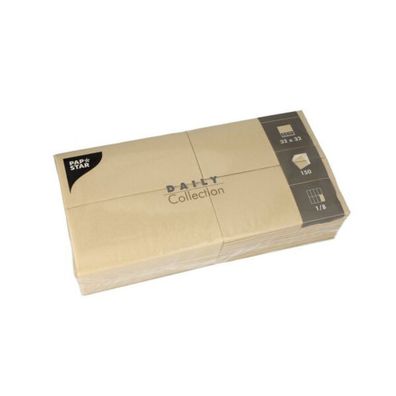 Papstar 150 Servietten "DAILY Collection" 1/8-Falz 32 cm x 32 cm sand | Folie (150 St