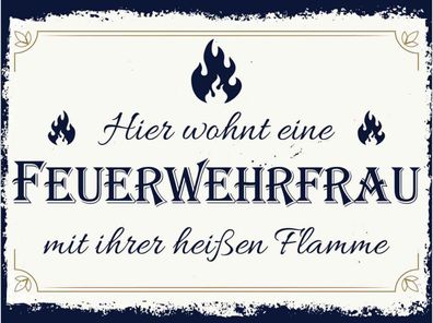 vianmo Holzschild 40x30cm Hier Wohnt Eine Feuerwehrfrau Deko Geschenk