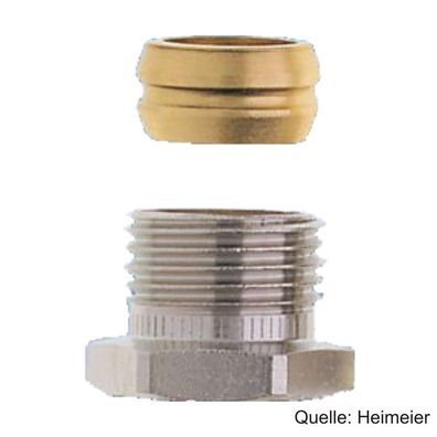 Heimeier Klemmverschraubung für Cu- u. Stahlrohr 15mm & Rp 1/2" IG