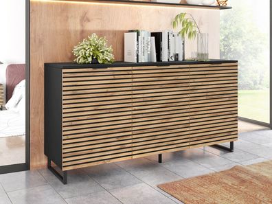 Sideboard Telani 3D Kommode mit drei Drehtüren Wohnzimmer Schlafizmmer M24