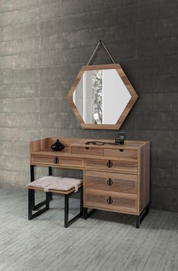 Schlafzimmer Spiegel Kommode Holz Modernes Design Luxus Braun Neu