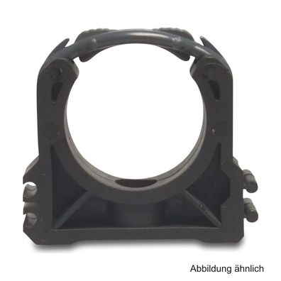 PP Rohrschelle mit extra Halteclip, 110 mm, schwarz