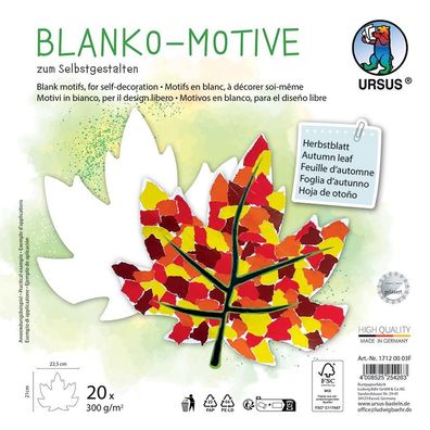 Blanko Motive Herbstblatt, 20 Stück