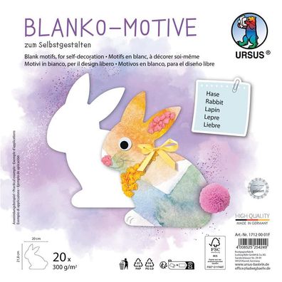 Blanko Motive Hase, 20 Stück