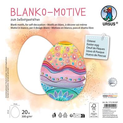 Blanko Motive Osterei, 20 Stück