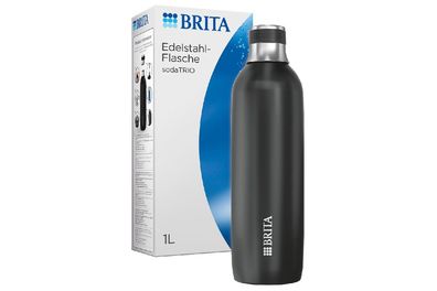 BRITA Edelstahlflasche sodaTRIO groß schwarz