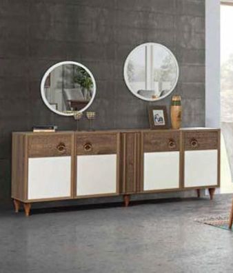 Kommode Schubladen Holz Sideboard Spiegel Massiv Kommoden Wohnzimmer Sideboards