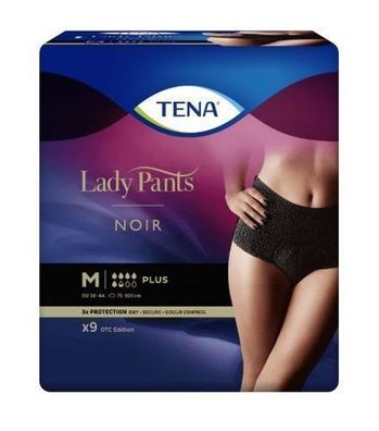 Tena Lady Pants Plus Noir, M, 9 Stk, Diskrete Inkontinenzhosen