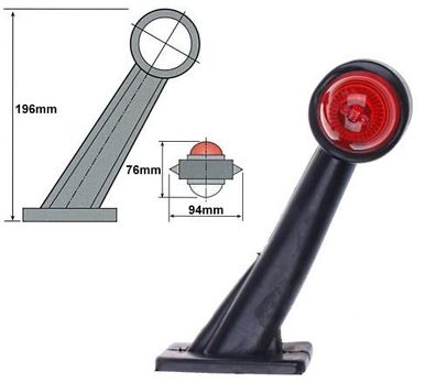 Begrenzungsleuchte / Umrissleuchte rot/weiß für seitlichen Anbau