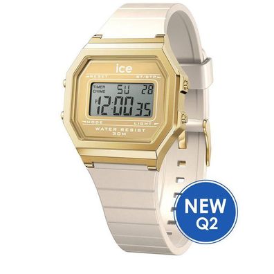 Uhr - ICE digital retro - Beige Gold Metal