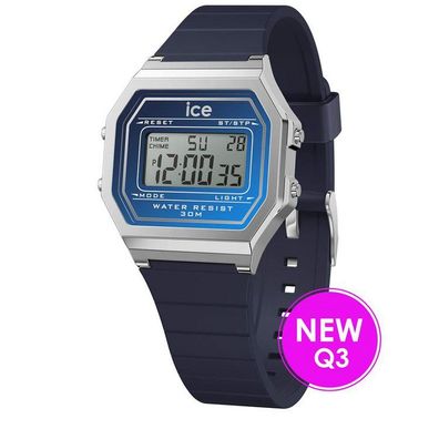 Uhr - ICE digital retro - Marineblau Metal