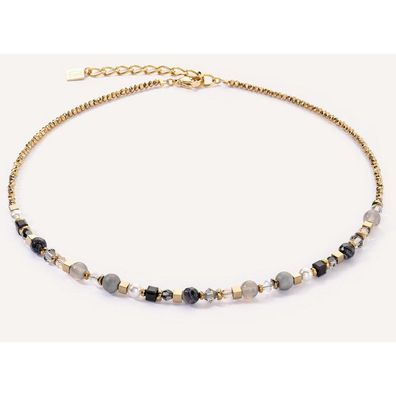 Collier - Edelstahl gold - Festive Halskette grau