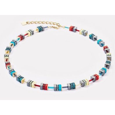 Collier - Edelstahl gold - blau grau rot