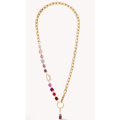 Collier - Edelstahl gold - Charm gold rot