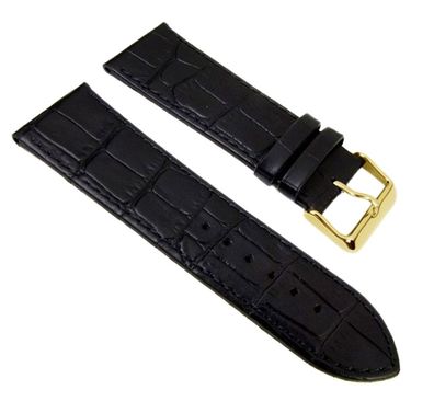 Uhrenarmband Leder Schwarz Alligator-Prägung 21921G